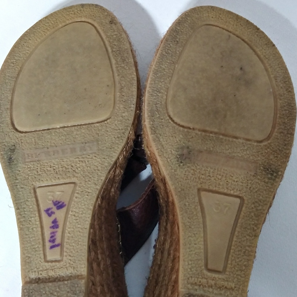 Burberry Leather Espadrille Wedge Sandal - Picture 6 of 6
